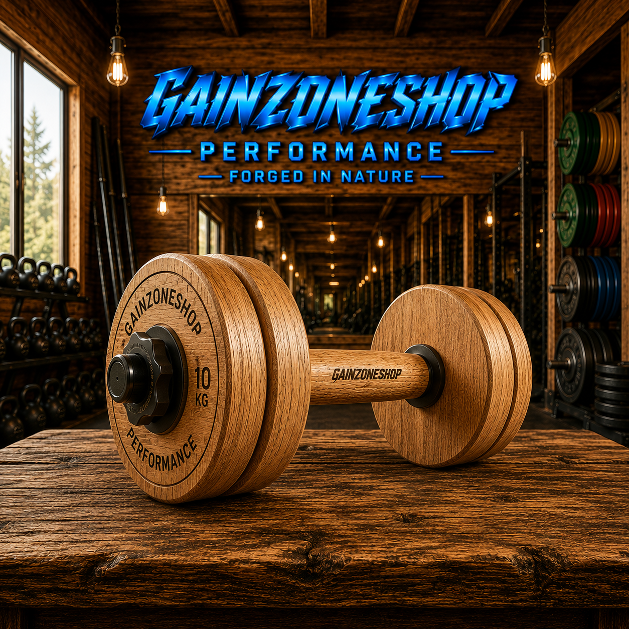 GAINZONESHOP Performance Hantel aus hochwertiger Eiche